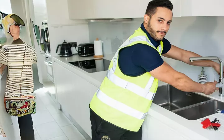 United Facilities maintenance operative working at a client property